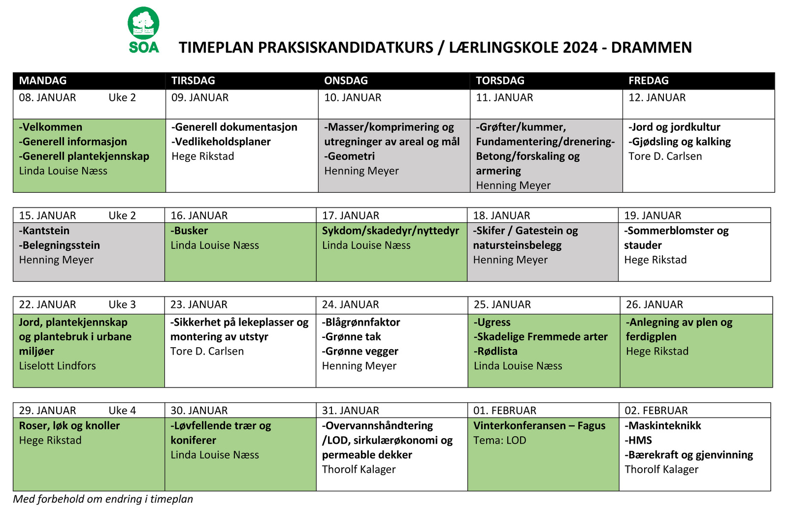 Timeplan Praksiskandidatkurs Lrlingskole Drammen 2024 Side 1